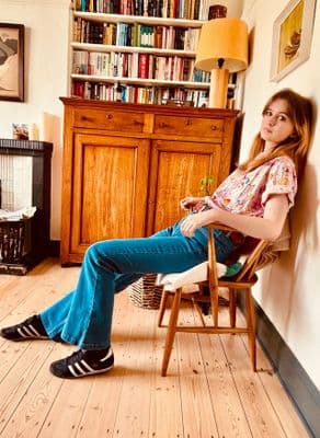 Womens Bootcut Stretch Denim - Boot Cut High-Rise  Jeans - Stonewash Blue