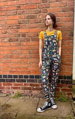 Womens Run & Fly X Nimbob Capybara Fairies Stretch Twill Dungarees- design by  @thenimbobshop