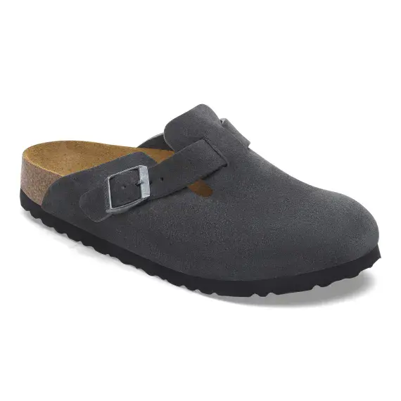 Birkenstock Boston Suede Charcoal Clogs | Classic Comfort