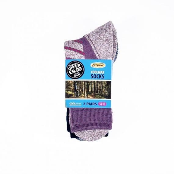 Grisport Ladies Coolmax® Socks – 2‑Pair Pack, One Size
