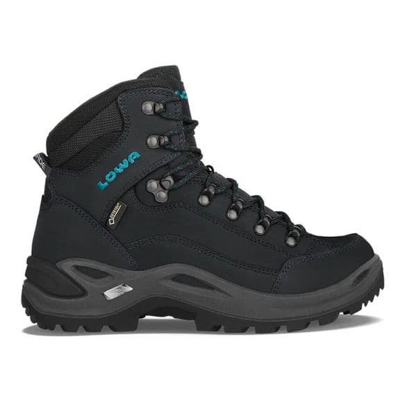 Lowa Wide Fit Renegade GTX Mid Women's Walking Boots - Asphalt/Turquoise