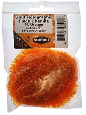 Gold Holo Fleck 15mm Large Chenille Fl Orange