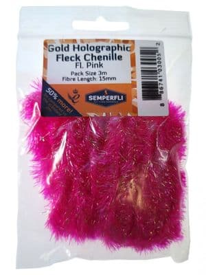 Gold Holo Fleck 15mm Large Chenille Fl Pink