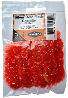 Gold Holo Fleck 15mm Large Chenille Fl. Red