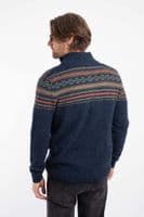 Weirdfish Larner Gents 1/4 Zip Fair Isle Jumper Midnight