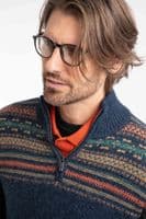 Weirdfish Larner Gents 1/4 Zip Fair Isle Jumper Midnight