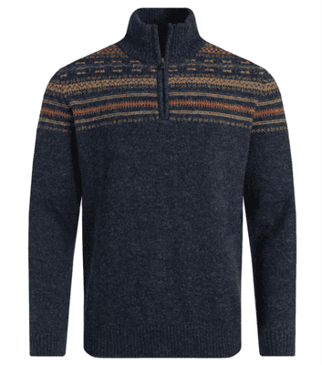 Larner 1/4 Zip Fair Isle Jumper Midnight