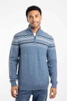 Larner 1/4 Zip Fair Isle Jumper Pale Denim