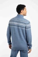 Larner 1/4 Zip Fair Isle Jumper Pale Denim