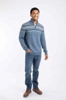 Larner 1/4 Zip Fair Isle Jumper Pale Denim