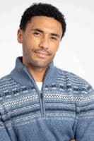 Larner 1/4 Zip Fair Isle Jumper Pale Denim