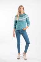 Weirdfish Lowell Fair Isle Jumper Smoked Blue