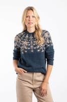 Weirdfish Miska Fair Isle Jumper Navy