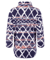 Weirdfish Pikard Printed Plush Qtr Zip Fleece Navy