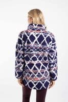 Weirdfish Pikard Printed Plush Qtr Zip Fleece Navy