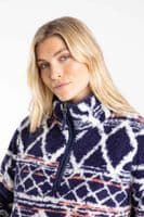 Weirdfish Pikard Printed Plush Qtr Zip Fleece Navy