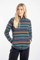 Weirdfish Reena 1/4 Zip Printed Microfleece Deep Sea Blue