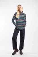 Weirdfish Reena 1/4 Zip Printed Microfleece Deep Sea Blue