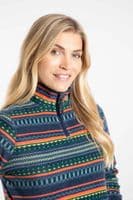 Weirdfish Reena 1/4 Zip Printed Microfleece Deep Sea Blue