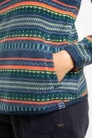 Weirdfish Reena 1/4 Zip Printed Microfleece Deep Sea Blue