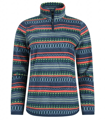 Reena 1/4 Zip Printed Microfleece Deep Sea Blue