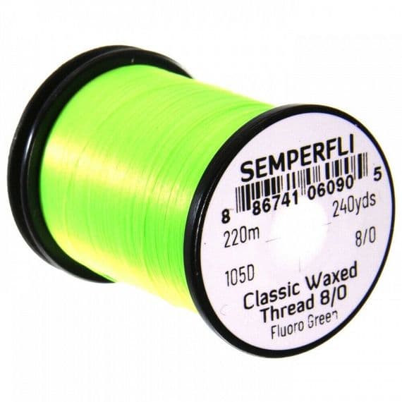 Semperfli Classic Waxed 8/0 105D Flouro Green Tying Thread