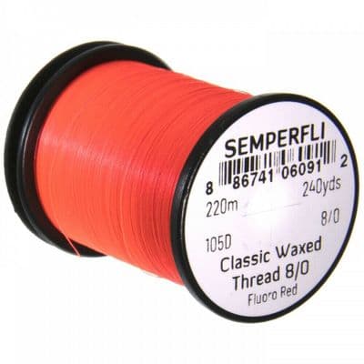 Semperfli Classic Waxed Thread 8/0 105D Flouro Red