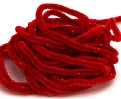 Semperfli Sparkle Worm Chenille - UV Fl. Red