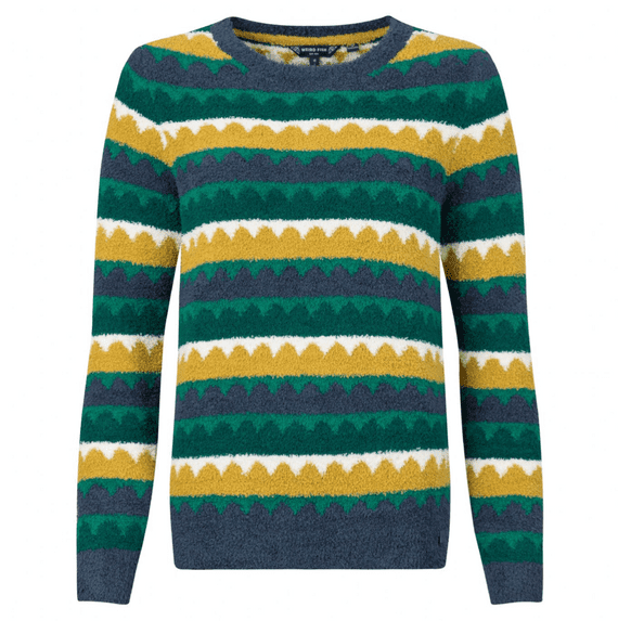 Weirdfish Tyla Cosy Knit Scalloped Jumper Antique Moss