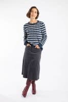 Weirdfish Tyla Cosy Knit Scalloped Jumper Navy