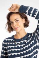 Weirdfish Tyla Cosy Knit Scalloped Jumper Navy