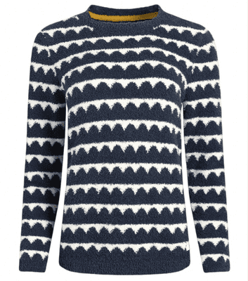 Tyla Cosy Knit Scalloped Jumper Navy
