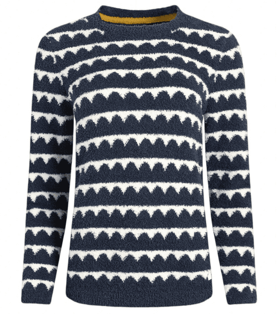 Weirdfish Tyla Cosy Knit Scalloped Jumper Navy