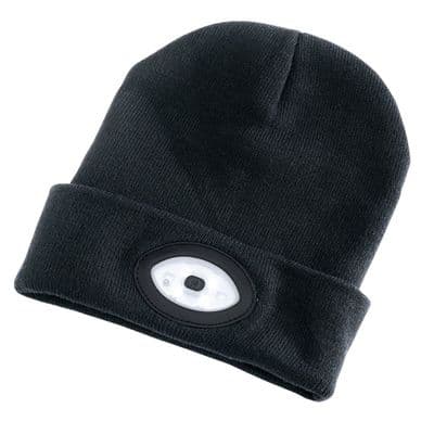 Draper Black Beanie Hat with Rechargeable Torch (100 Lumens)