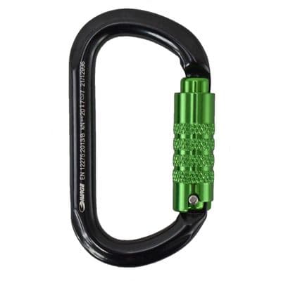 Harkie Triple Locking Oval Carabiner, Green