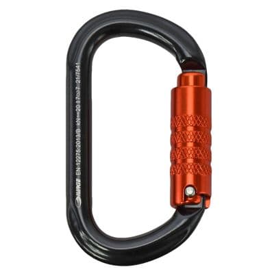 Harkie Triple Locking Oval Carabiner, Orange