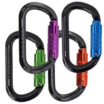 Harkie Triple Locking Oval Carabiners, Pack of 4