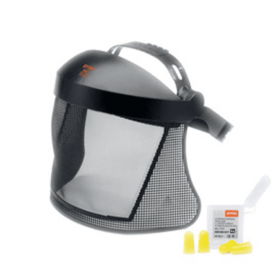 Stihl Short Face & Ear Protection Visor with Nylon Mesh + 4 Ear Plugs
