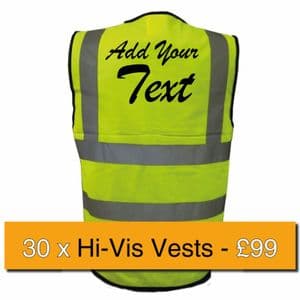 30 x Printed Uneek Hi-Vis Vests