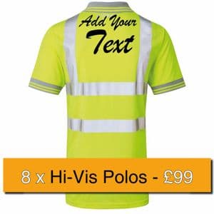 8 x Printed Uneek Hi-Vis Polos