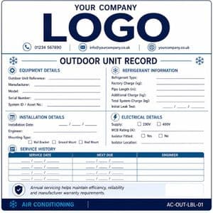 Air Conditioning Outdoor Unit Service Labels