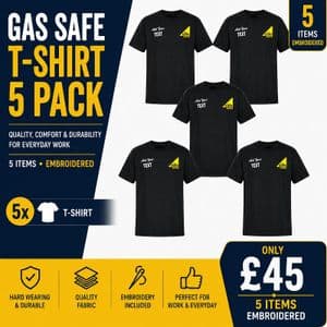 Embroidered Gas Safe T Shirt 5 Pack
