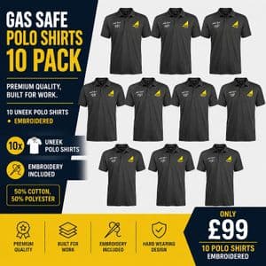 Embroidered Gas Safe Uneek Polo Shirts 10 Pack