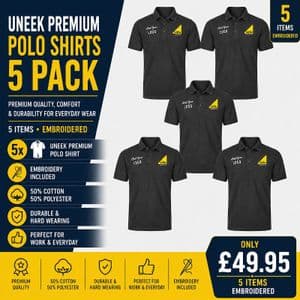 Embroidered Uneek Polo Shirts (5 Pack)