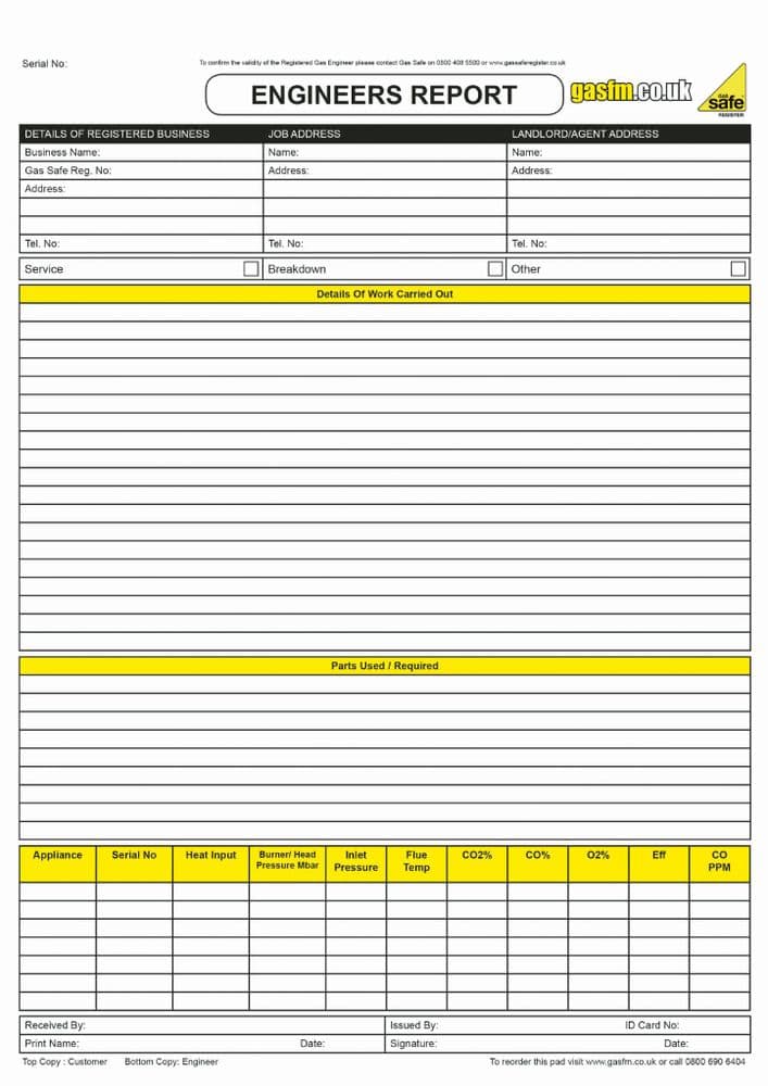 Engineers Report Pad