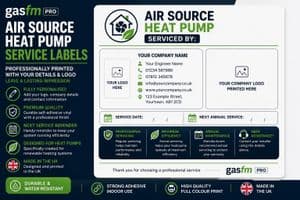 GasFM Pro Personalised Air Source Heat Pump Service Labels