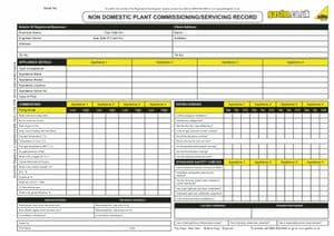 Non Domestic Plant Commissioning Servicing Record