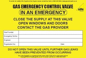 Pack of Gas Emergency Control Valve Labels