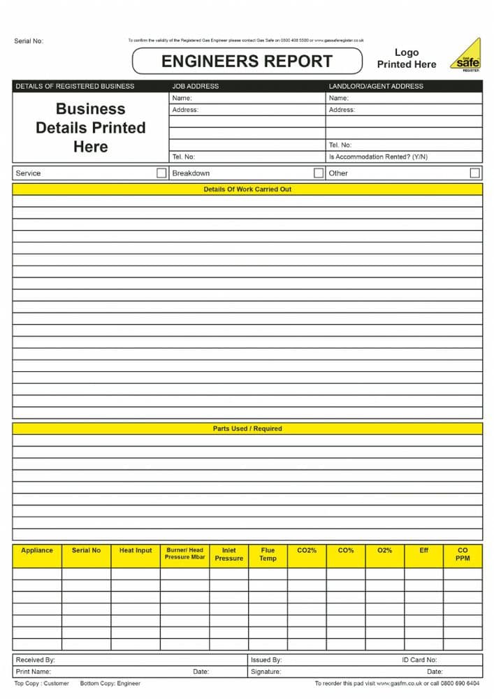 Personalised Engineers Report Pad