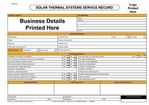 Personalised Solar Thermal Systems Service Record
